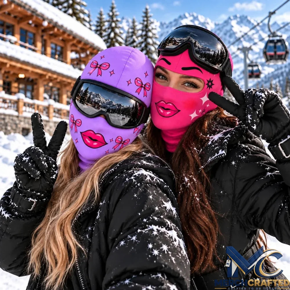 Personalized Pink Bow Lips Funny Ski Mask