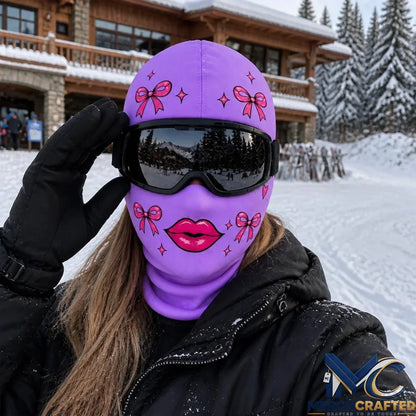 Personalized Pink Bow Lips Funny Ski Mask