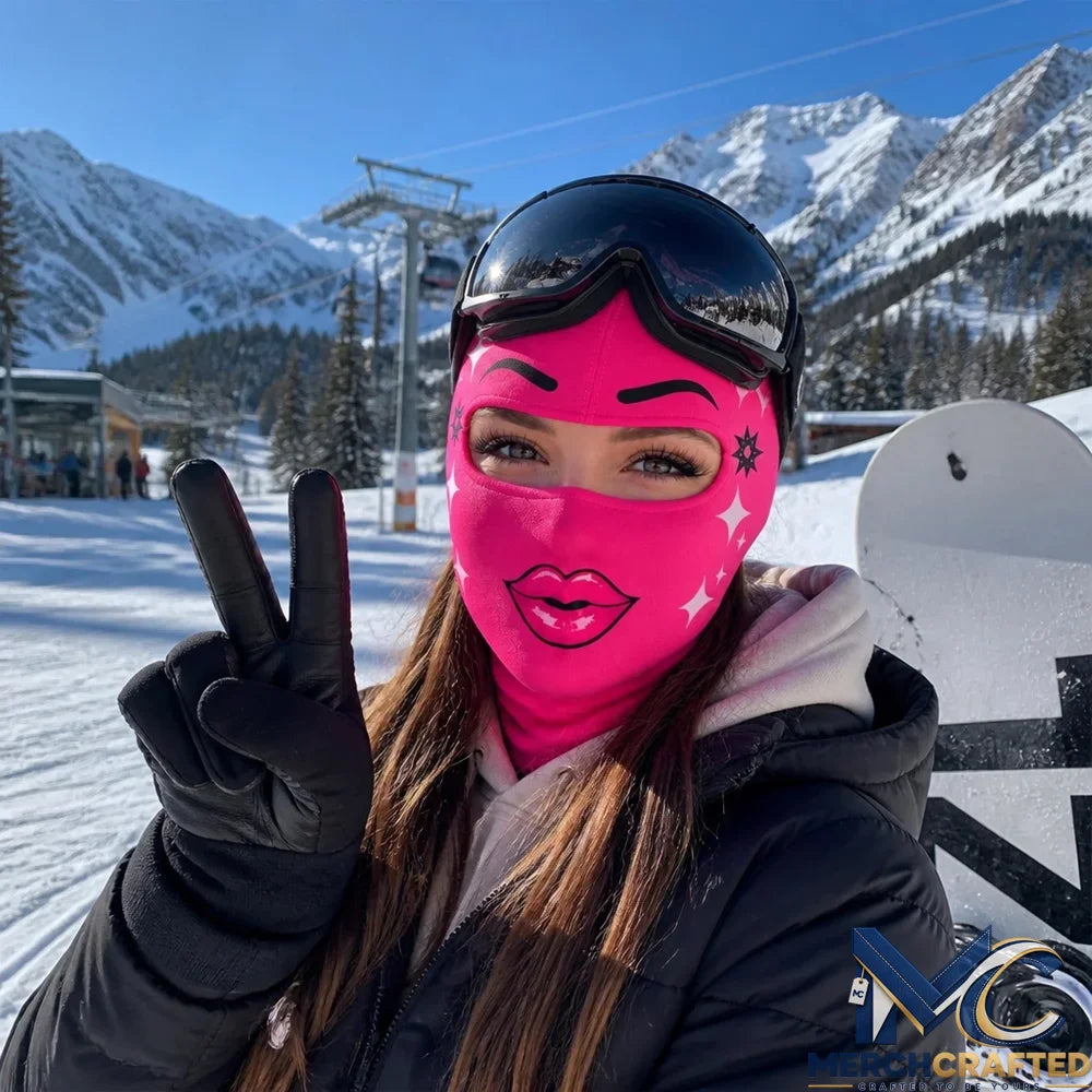 Personalized Pink Bow Lips Funny Ski Mask