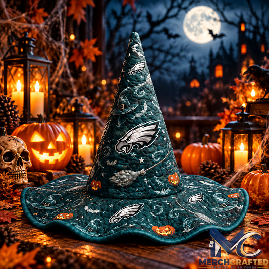 Philadelphia Eagles Halloween Witch Hat Quilted Pumpkin Moon Costume Hat