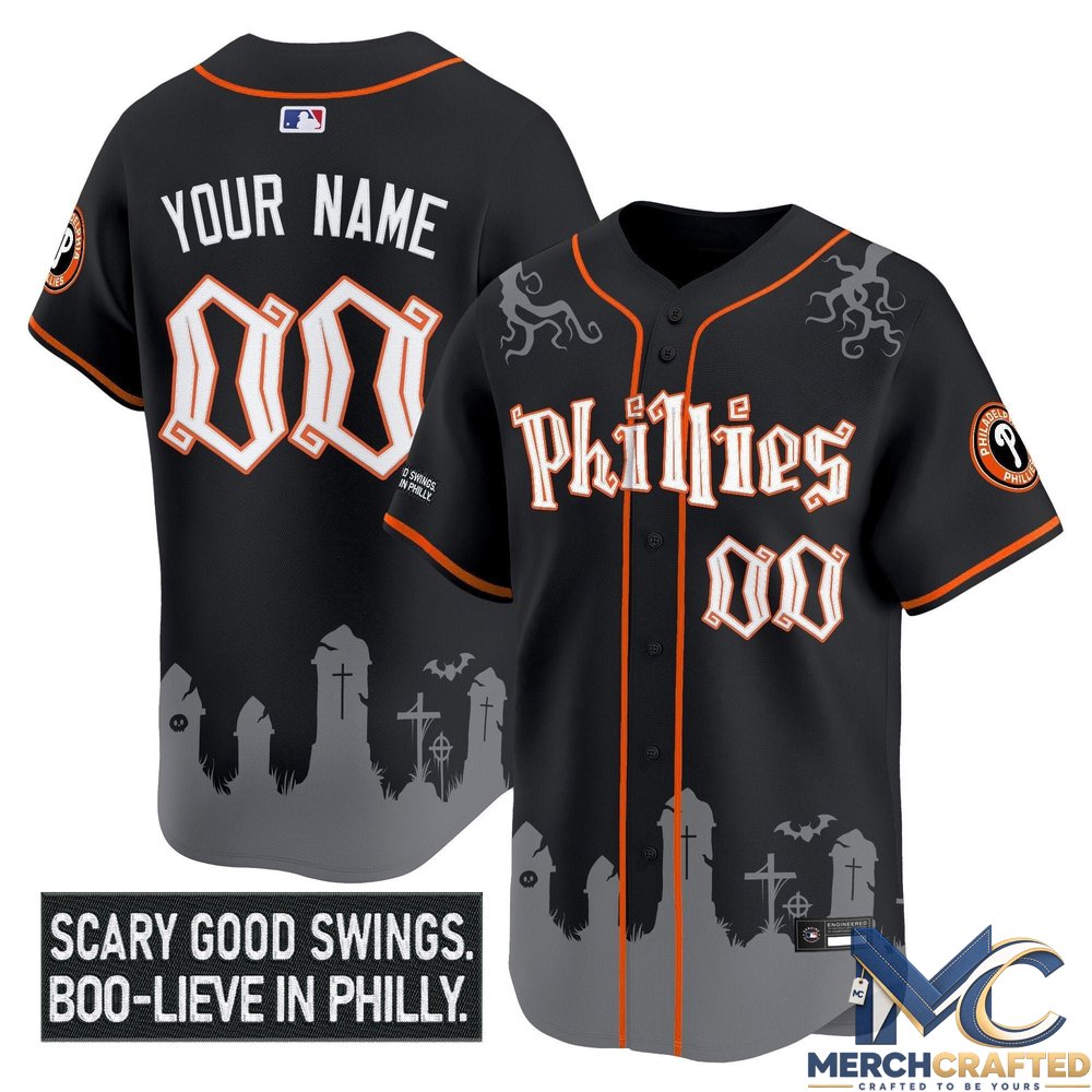 Phillies Halloween Spooky Edition Custom Baseball Jersey