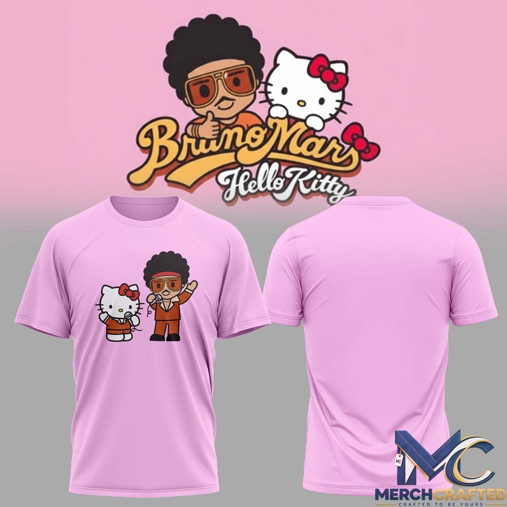 Pink Hello Kitty x Bruno Mars Cartoon T-Shirt – Merch Crafted
