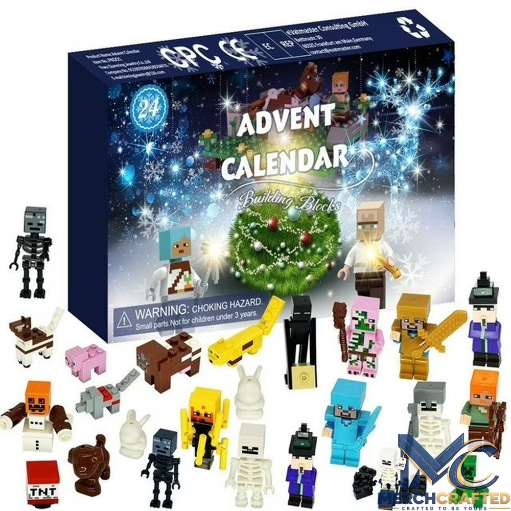 Pixel Building Block Advent Calendar 24 Day Christmas Countdown Character Figures Gift Set