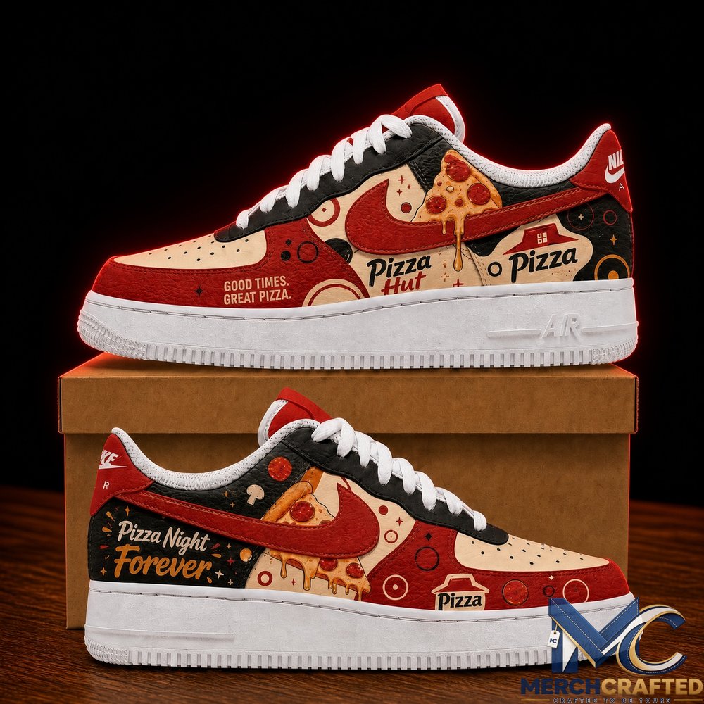 Pizza Hut Good Times Great Pizza Custom Nike Air Force 1 Sneakers Red Pepperoni Low Top Shoes