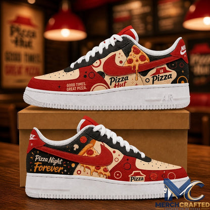 Pizza Hut Good Times Great Pizza Custom Nike Air Force 1 Sneakers Red Pepperoni Low Top Shoes