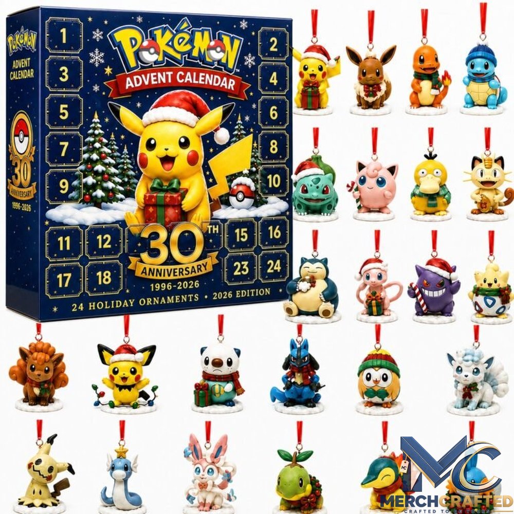 Pokemon 30th Anniversary Advent Calendar 2026 – 24 Holiday Ornaments Countdown (1996–2026 Edition)