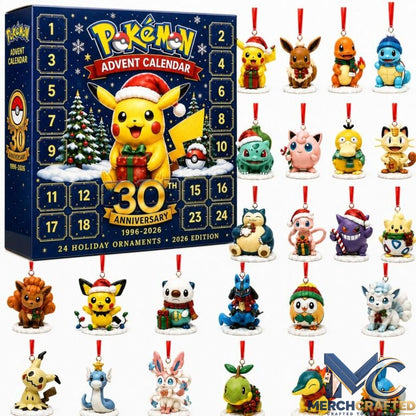Pokemon 30th Anniversary Advent Calendar 2026 – 24 Holiday Ornaments Countdown (1996–2026 Edition)
