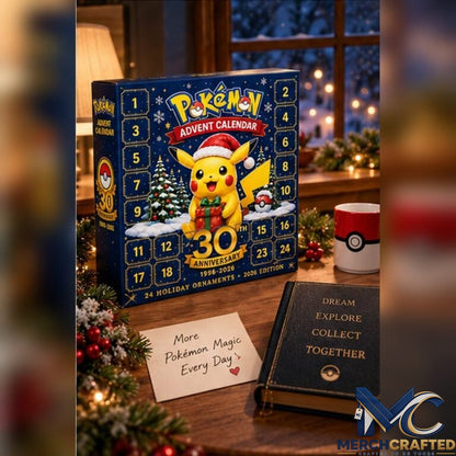 Pokemon 30th Anniversary Advent Calendar 2026 – 24 Holiday Ornaments Countdown (1996–2026 Edition)