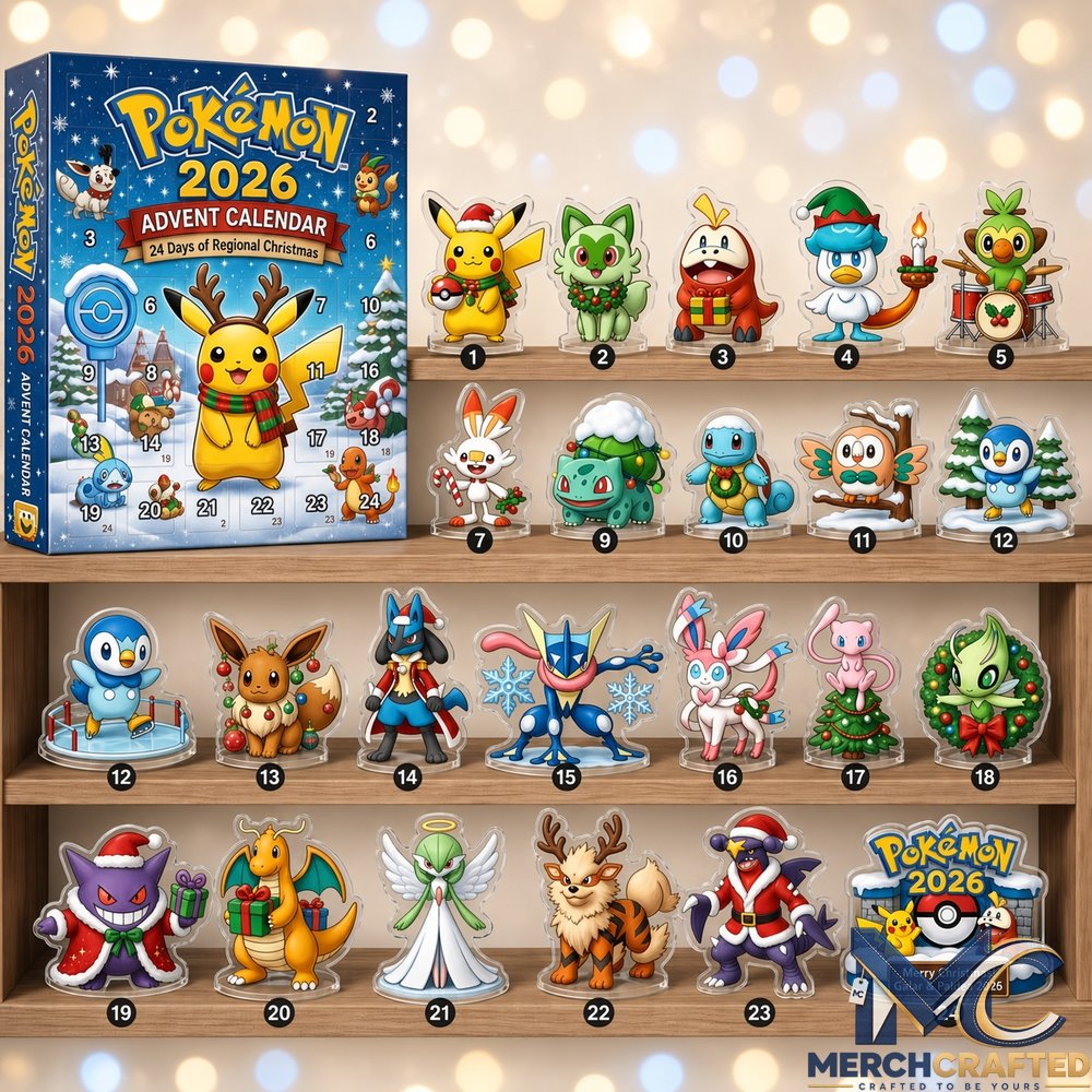 Pokemon Christmas Advent Calendar 2026  24 Days of Regional Christmas Acrylic Figures for Pokemon Fans