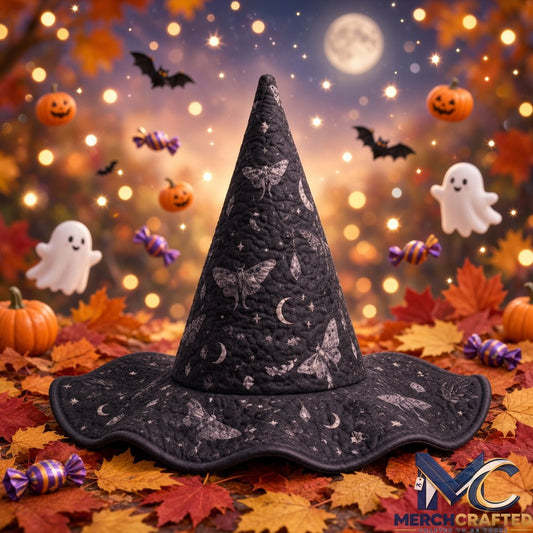 Purple Crescent Moon Mystical Limited Edition Quilted Witch Hat Halloween Costume Hat
