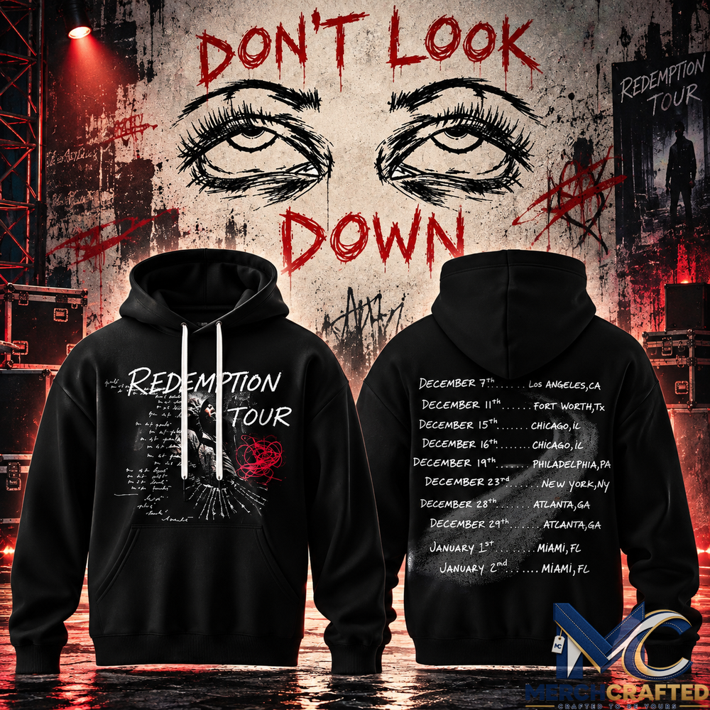 Rod Wave Redemption Tour Dont Look Down Black Graphic Hoodie