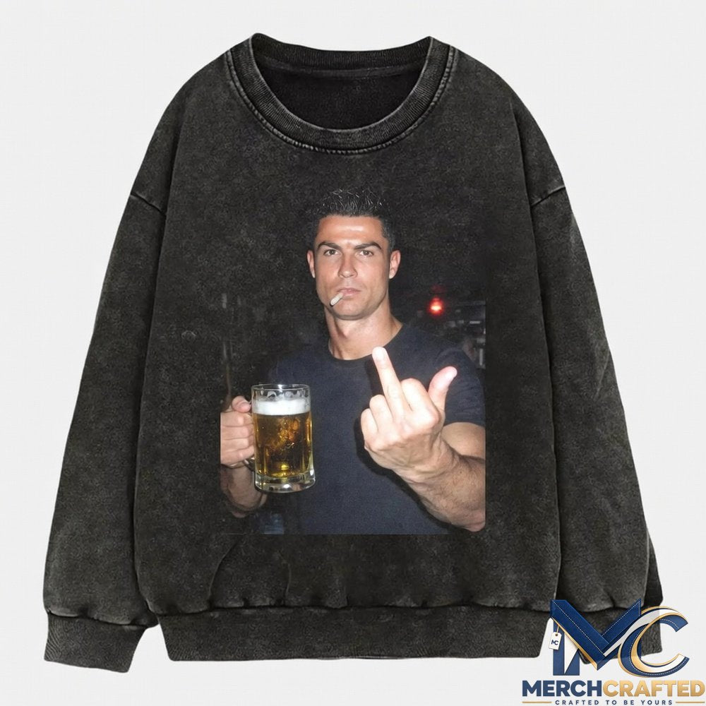 Ronaldo Drunk After Hours Middle Finger Tee