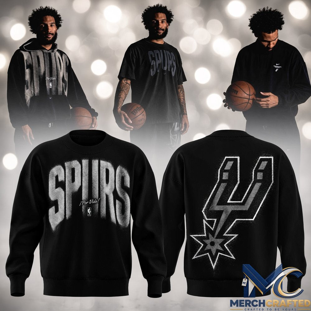 San Antonio Spurs Black Edition Graphic Sweatshirt  Por Vida Star Logo Crewneck