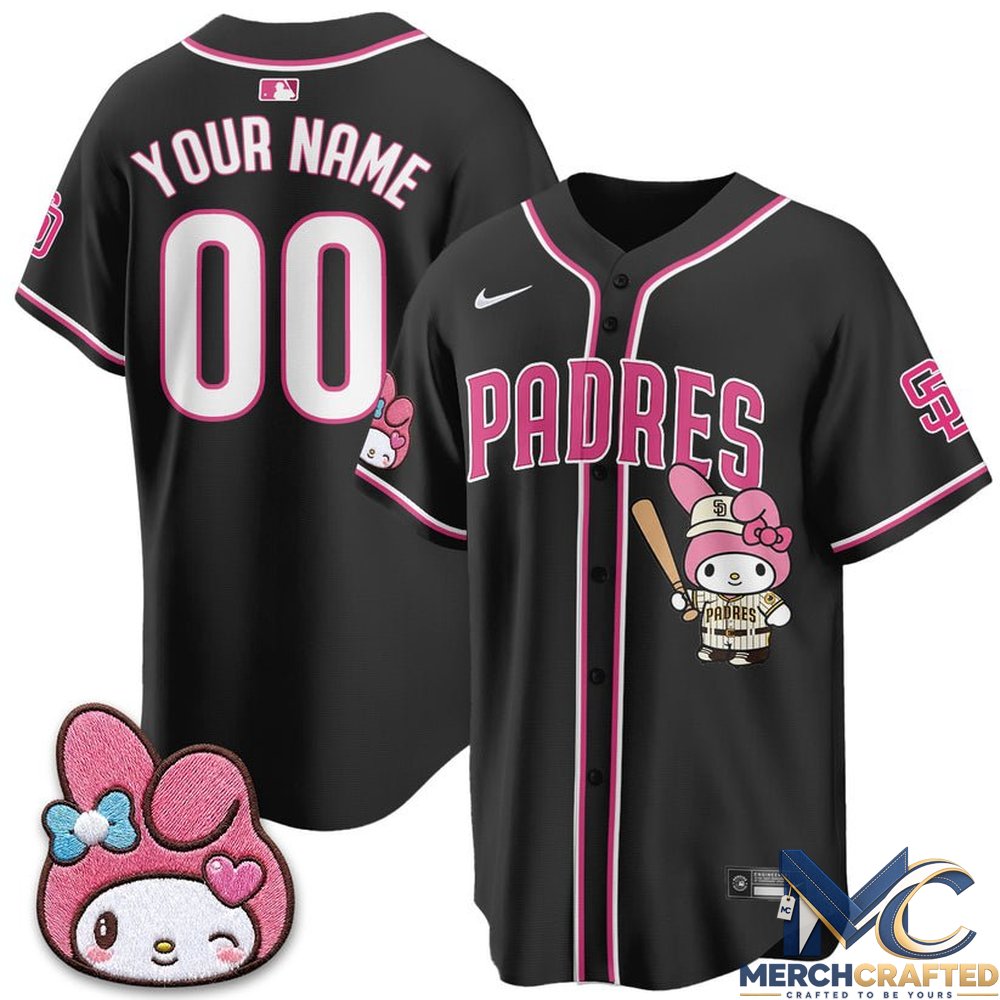 San Diego Padres x Kuromi Pink Sanrio Friend Día de los Muertos Custom Baseball Jersey