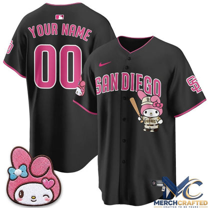 San Diego Padres x Kuromi Pink Sanrio Friend Día de los Muertos Custom Baseball Jersey