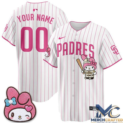 San Diego Padres x Kuromi Pink Sanrio Friend Día de los Muertos Custom Baseball Jersey