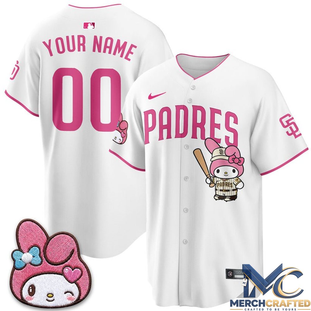 San Diego Padres x Kuromi Pink Sanrio Friend Día de los Muertos Custom Baseball Jersey