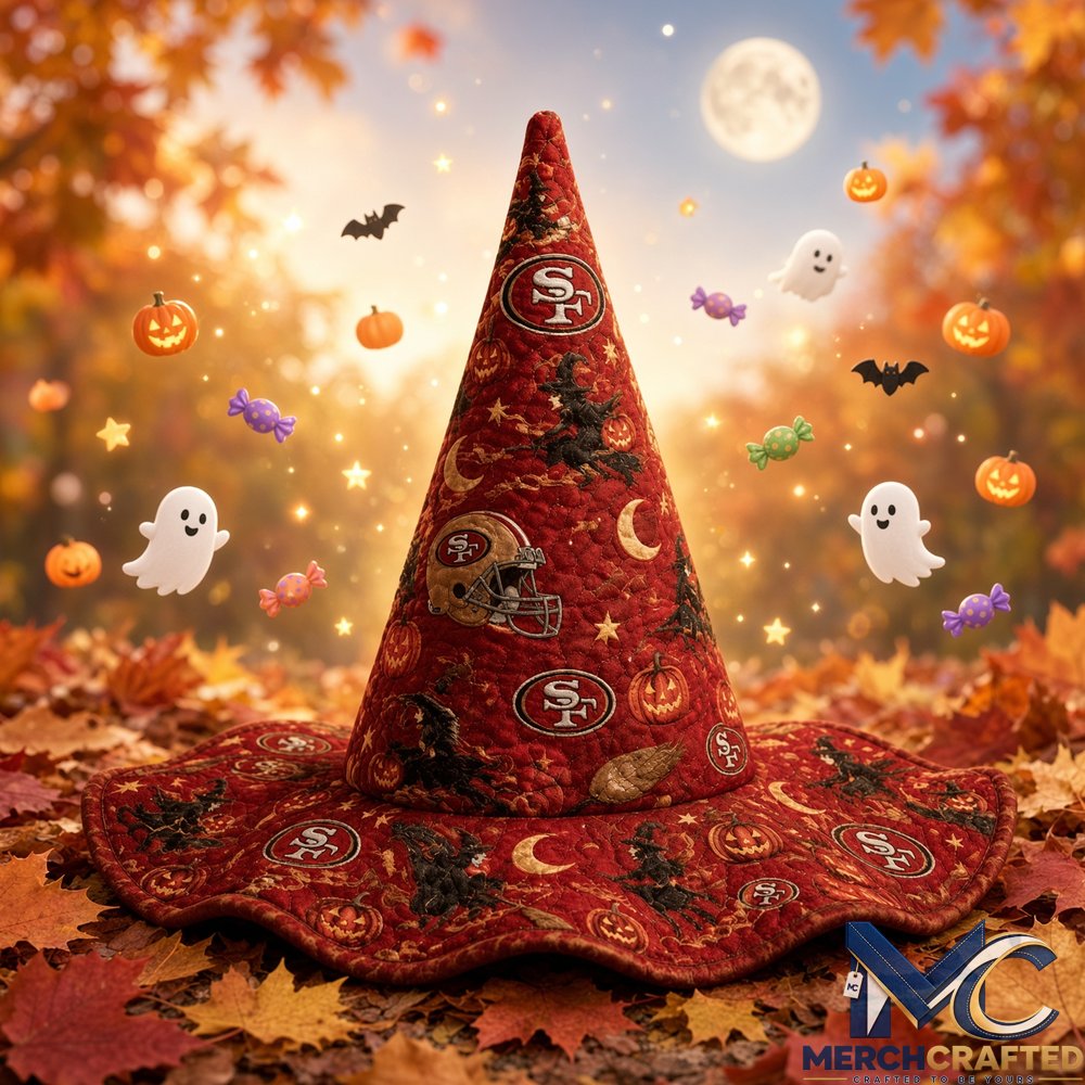 San Francisco 49ers Football Halloween 2026 Quilted Witch Hat Red Costume Hat