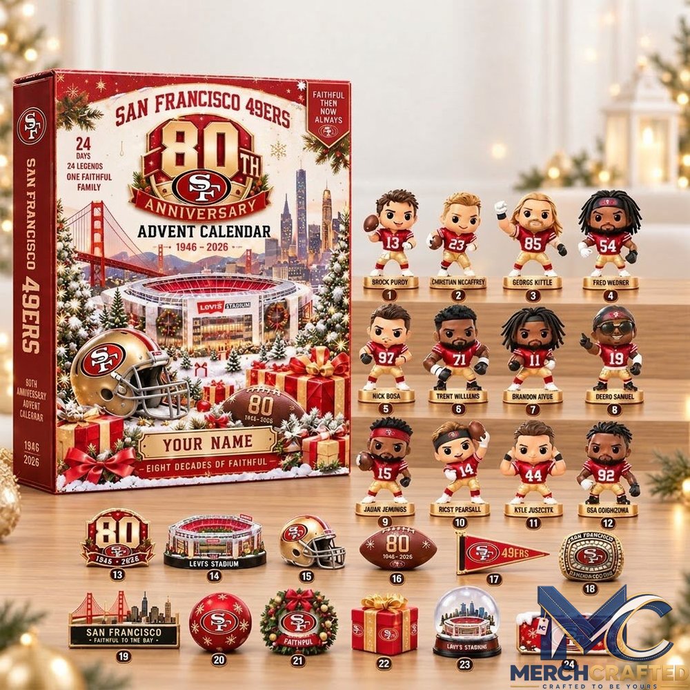 San Francisco 49ers NFL Christmas 2026 Anniversary Customize Name Advent Calendar