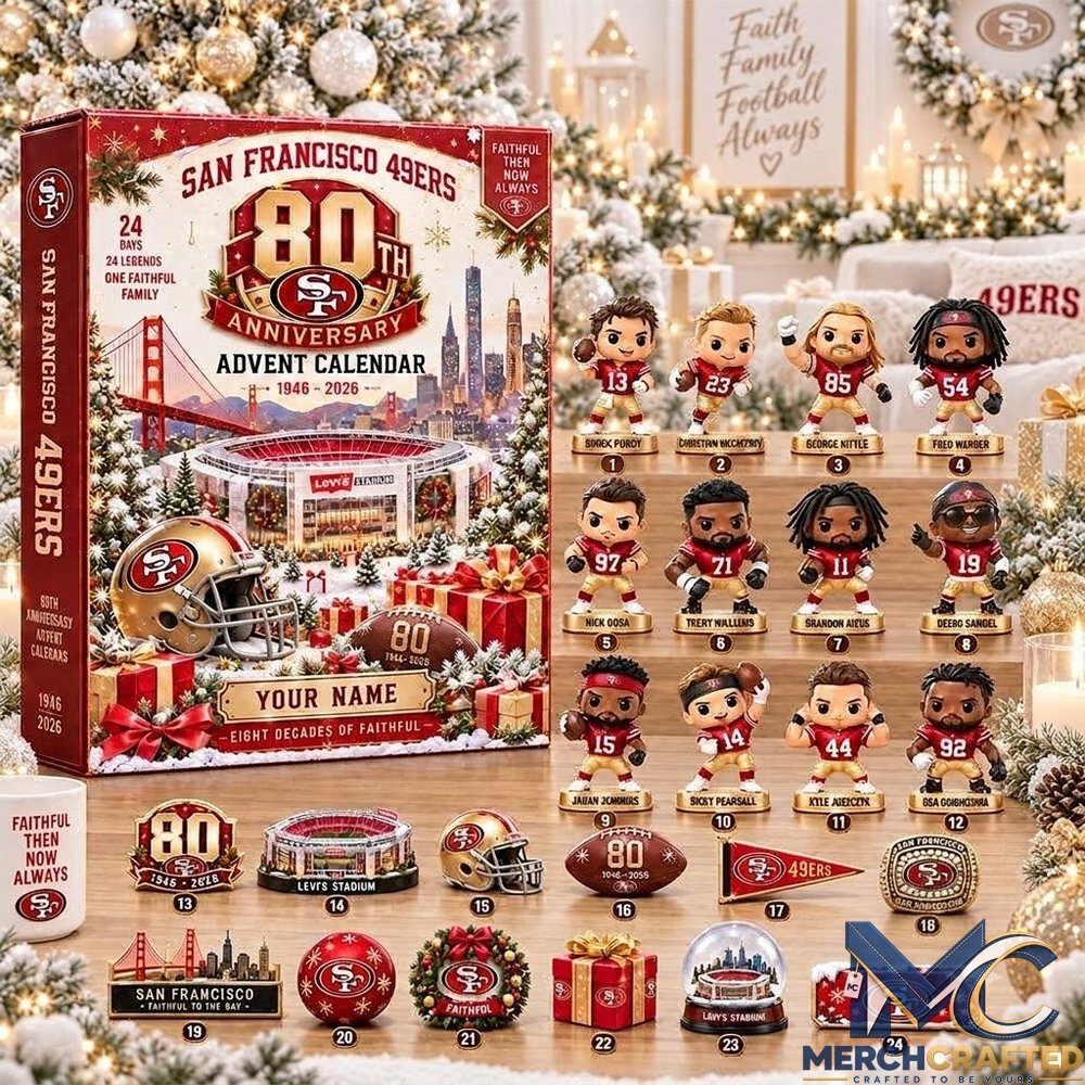 San Francisco 49ers NFL Christmas 2026 Anniversary Customize Name Advent Calendar
