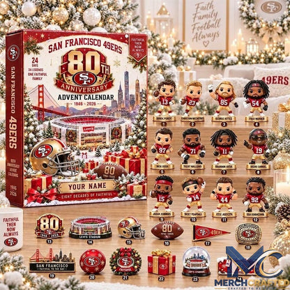 San Francisco 49ers NFL Christmas 2026 Anniversary Customize Name Advent Calendar