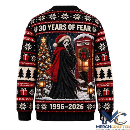 Scream Ghostface 30 Years of Fear Holiday 2026 Christmas Ugly Sweater