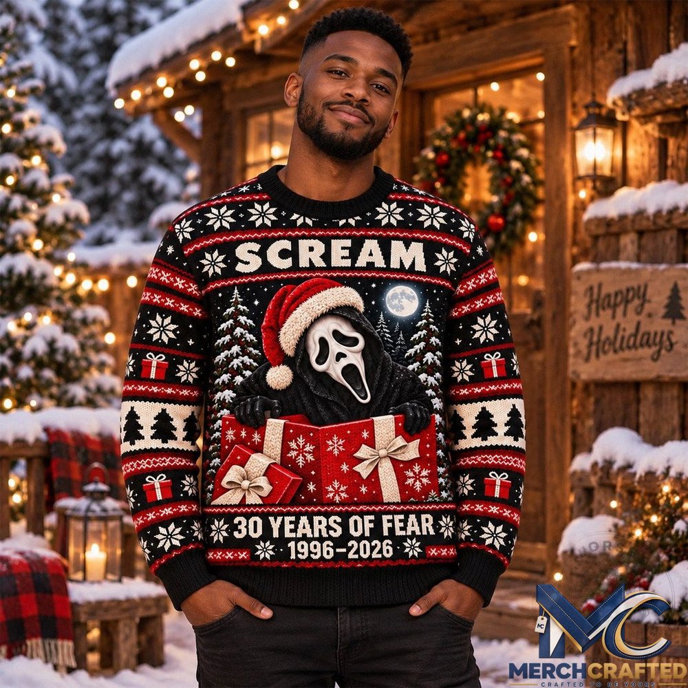 Scream Ghostface 30 Years of Fear Holiday 2026 Christmas Ugly Sweater