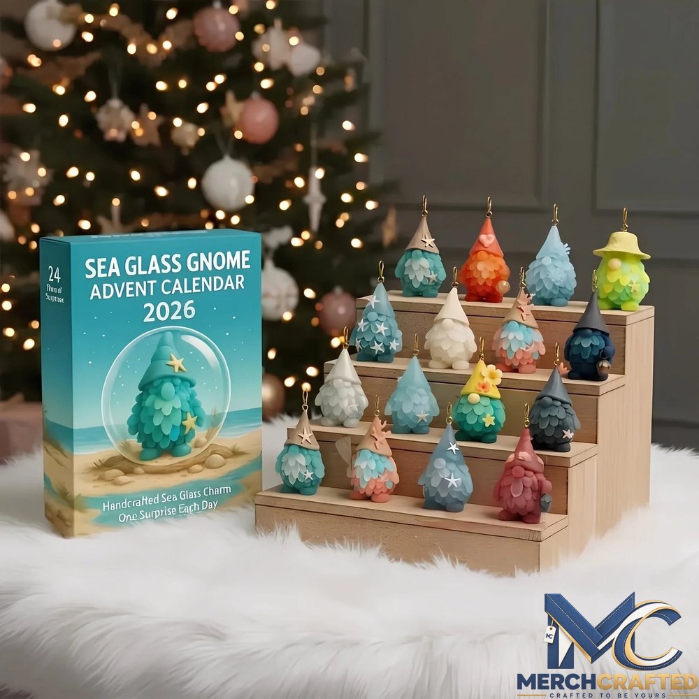 Sea Glass Gnome 2026 – Coastal Holiday Decor Advent Calendar