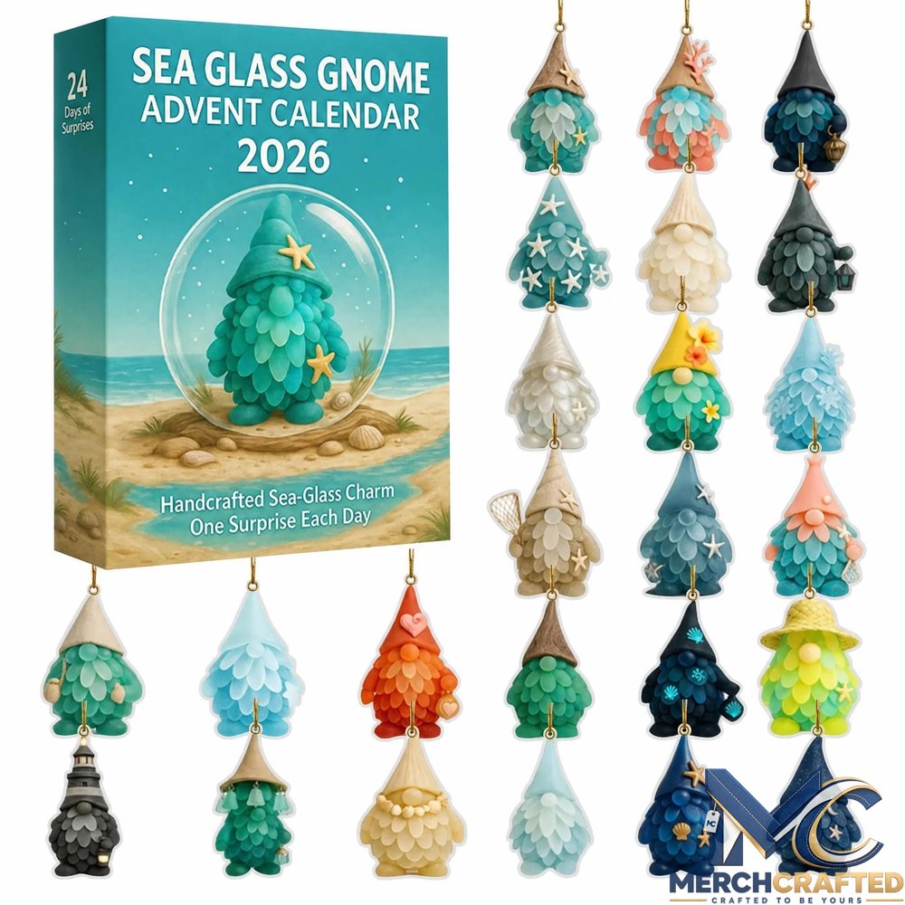 Sea Glass Gnome 2026 – Coastal Holiday Decor Advent Calendar