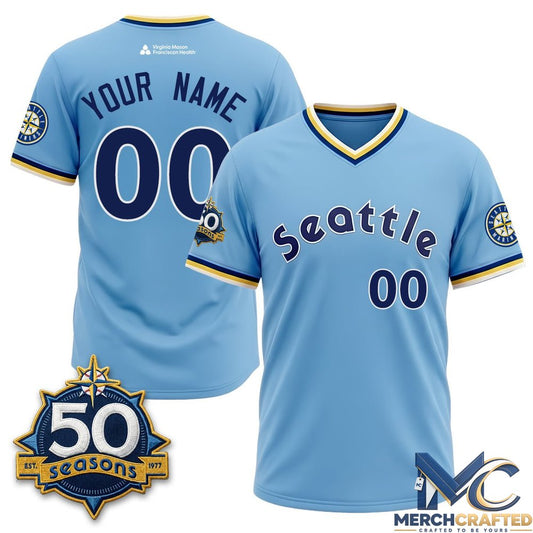Seattle Mariners Legacy Edition Custom Jersey – Light Blue