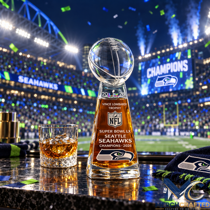 Seattle Seahawks 2026 Super Bowl LX Champions Lombardi Trophy Whiskey Decanter