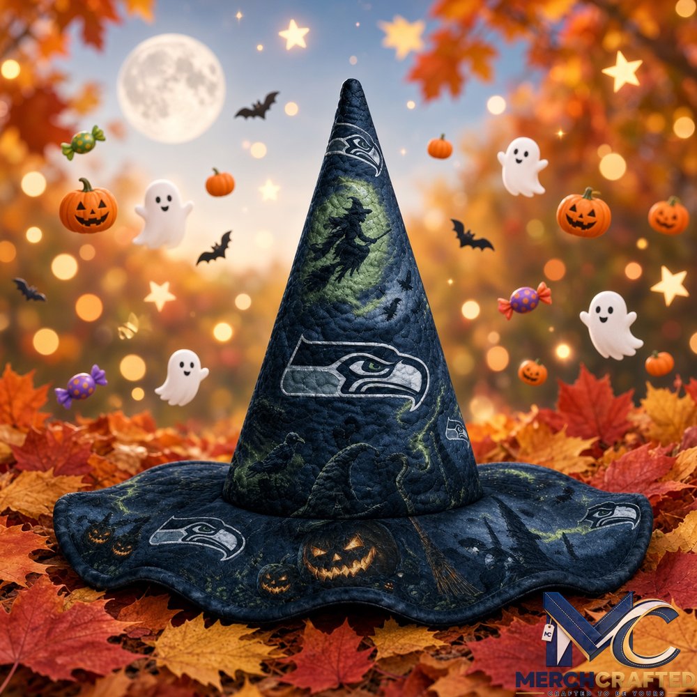 Seattle Seahawks Football Halloween 2026 Quilted Witch Hat Navy Costume Hat