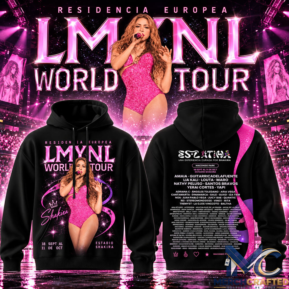Shakira Las Mujeres Ya No Lloran World Tour European Residency Black Hoodie