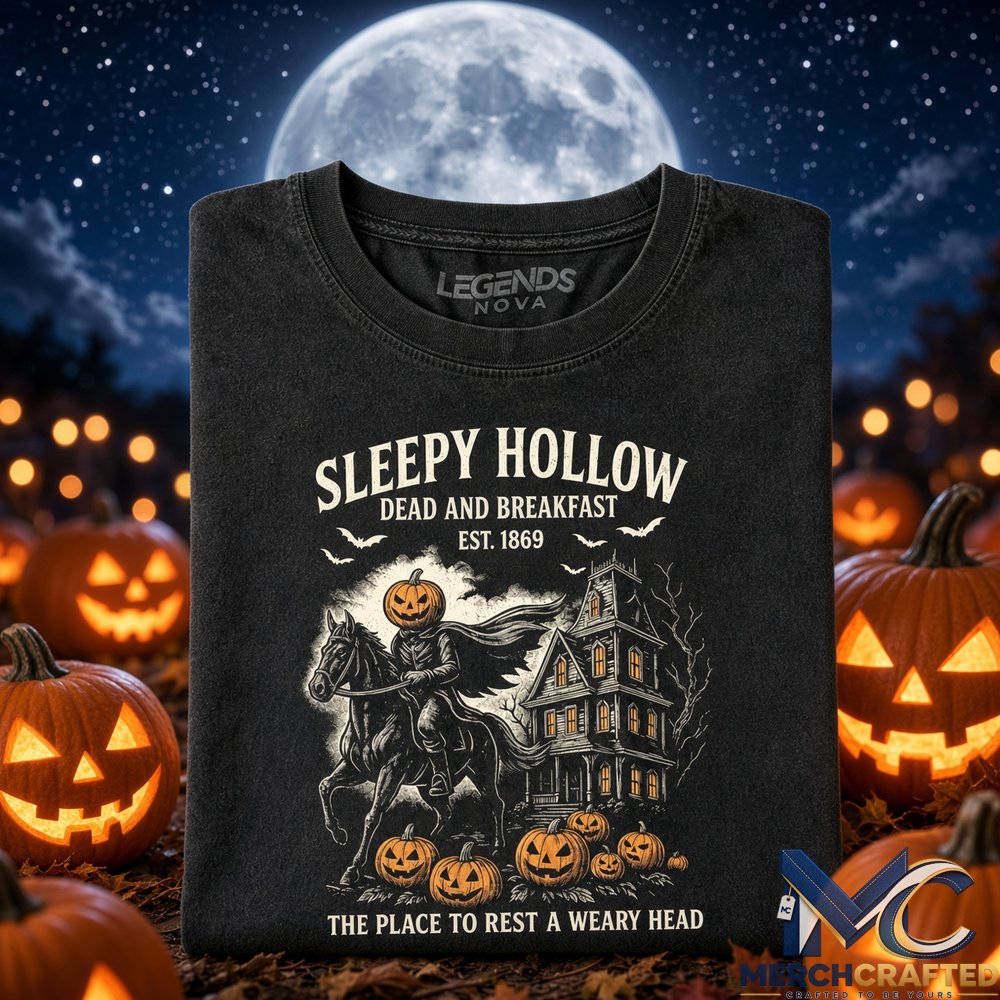 Sleepy Hollow Dead and Breakfast Tee  Halloween Horror Graphic Shirt for Halloween Fans