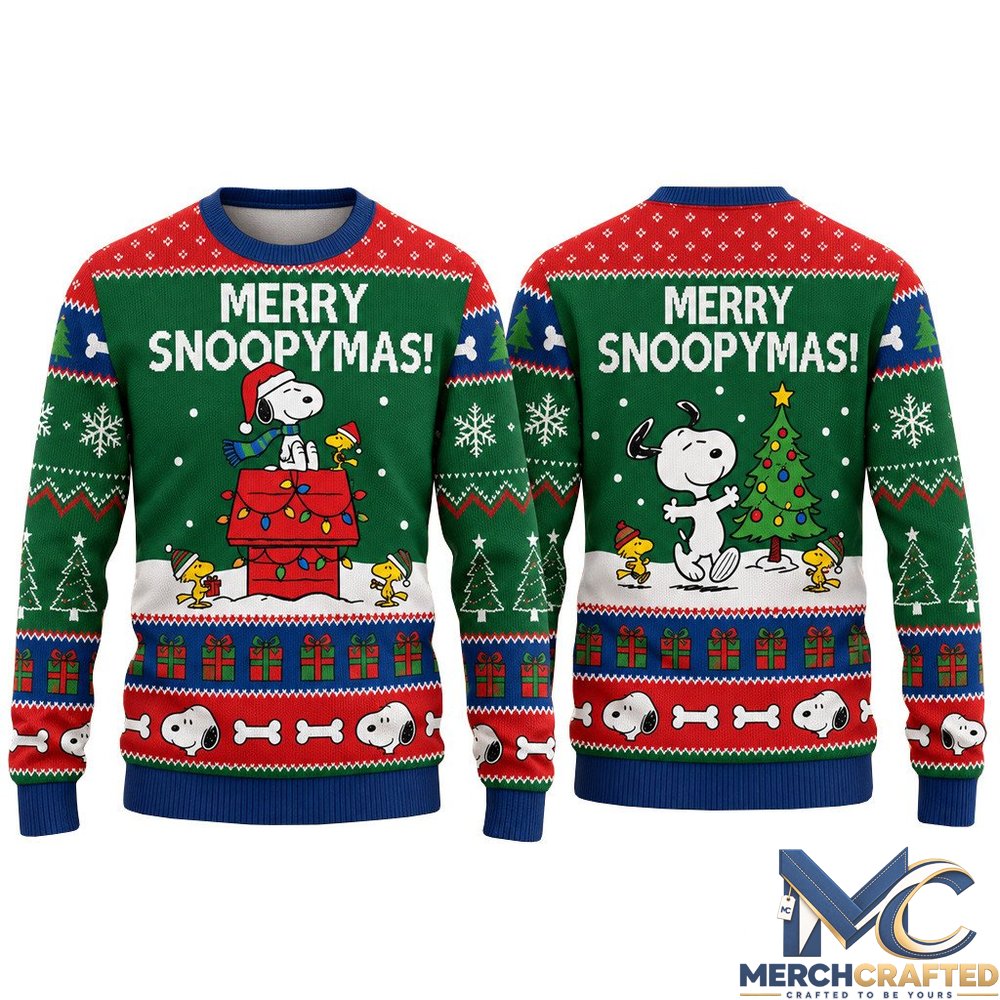 Snoopy Merry Snoopymas Green 2026 Ugly Christmas Sweater