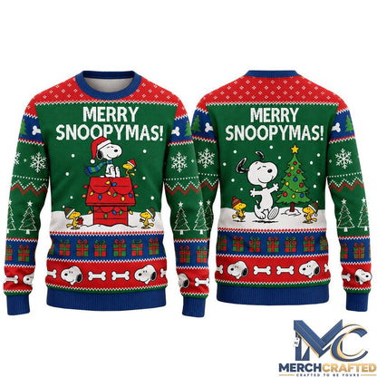 Snoopy Merry Snoopymas Green 2026 Ugly Christmas Sweater