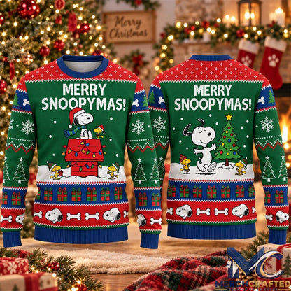 Snoopy Merry Snoopymas Green 2026 Ugly Christmas Sweater