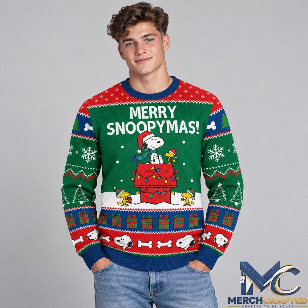 Snoopy Merry Snoopymas Green 2026 Ugly Christmas Sweater