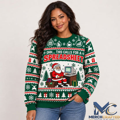 Spreadsheet Santa This Calls For A Spreadsheet 2026 Ugly Christmas Sweater