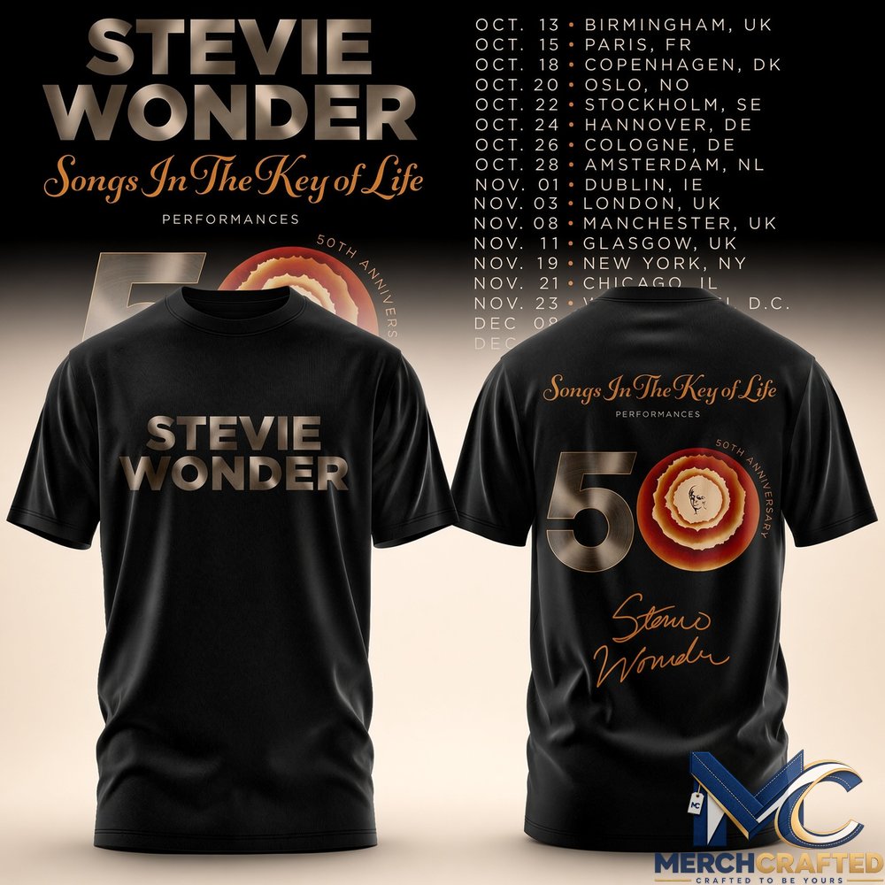 Stevie Wonder Songs in the Key of Life 50th Anniversary Tour Signature T-Shirt – Limited Performances Tee