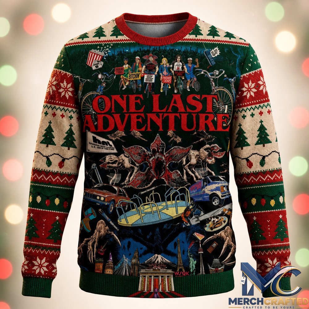 Stranger Things 5 One Last Adventure Ugly Christmas Sweater 2026  Hawkins Holiday Knit for Fans