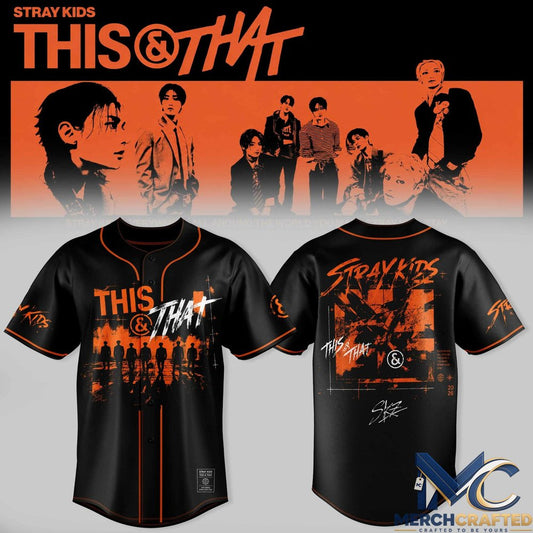 Stray Kids This x That 2026 Orange Graphic Baseball Jersey