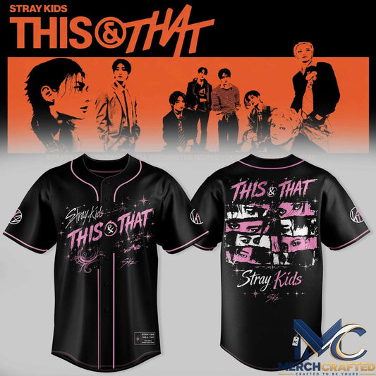 Stray Kids This x That 2026 Pink Graphic Baseball Jersey
