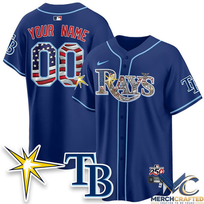 Tampa Bay Rays Independence Day USA 2026 Vapor Limited Custom Baseball Jersey