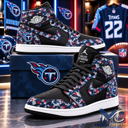 Tennessee Titans 2026 Salute to Service Black Camo High Top Shoes