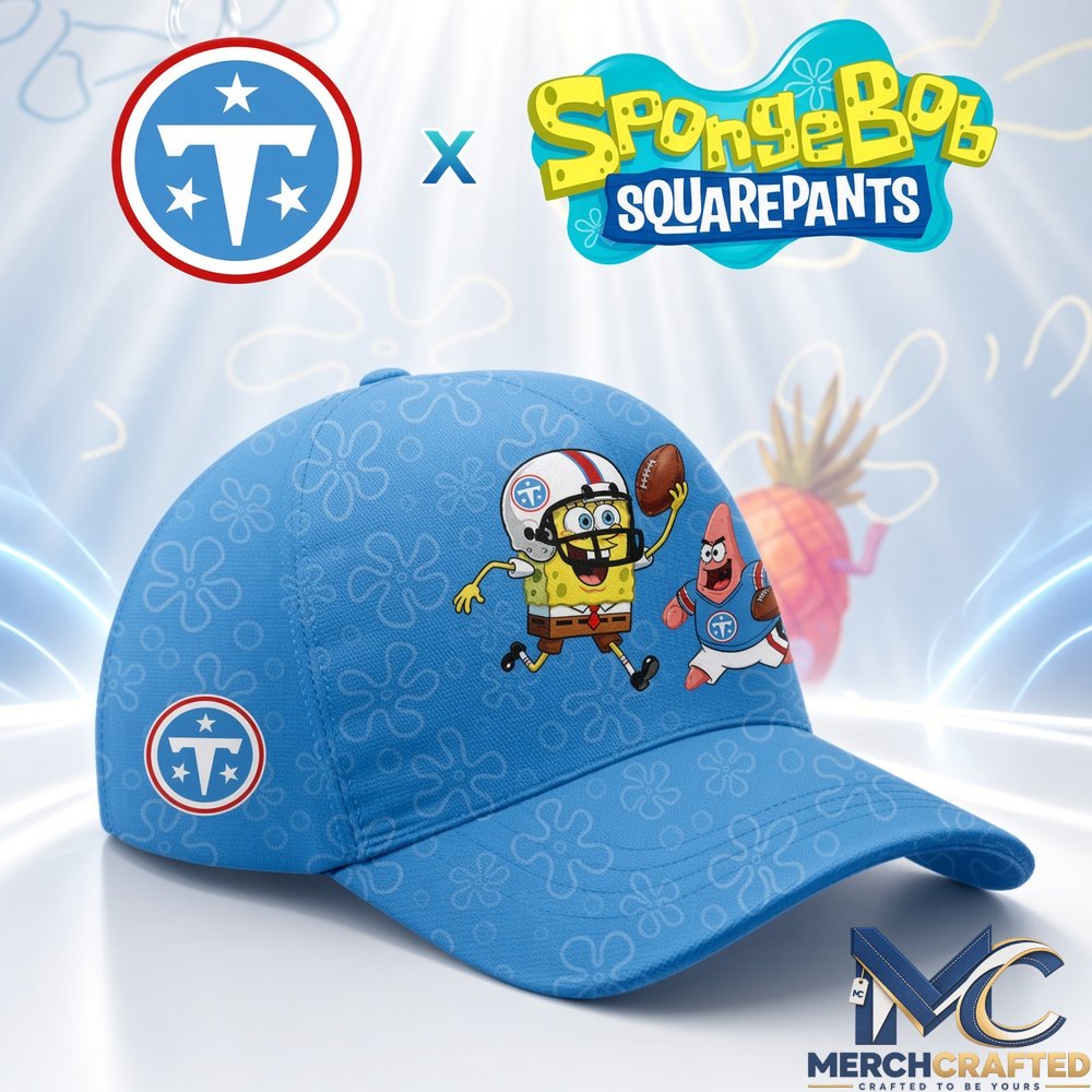 Tennessee Titans x SpongeBob SquarePants Cap Light Blue Graphic Hat