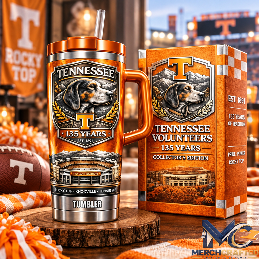 Tennessee Volunteers 135th Anniversary 1891 2026 Collector Edition Insulated Tumbler with Handle and Straw Gift for Fans