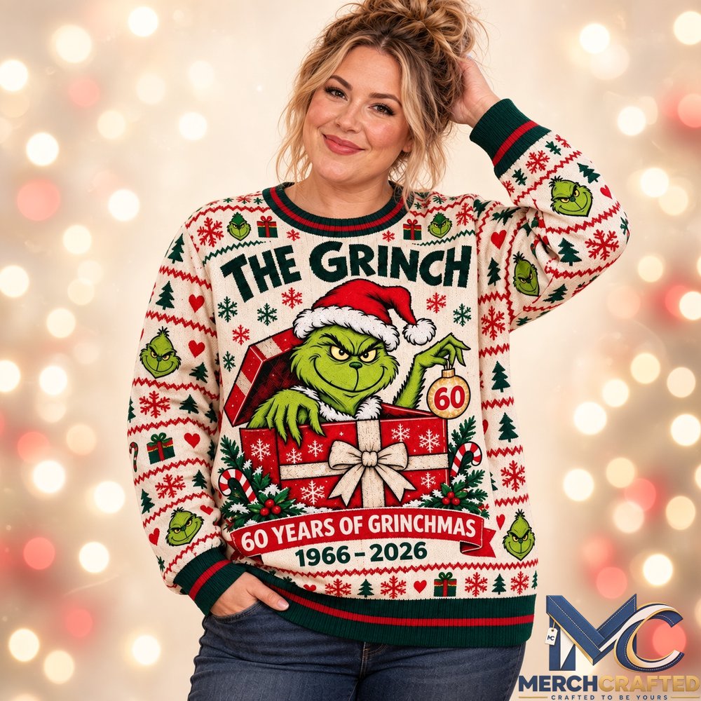 The Grinch 60th Anniversary Of Grinchmas 2026 Ugly Christmas Sweater  1966-2026 Holiday Knit Sweater
