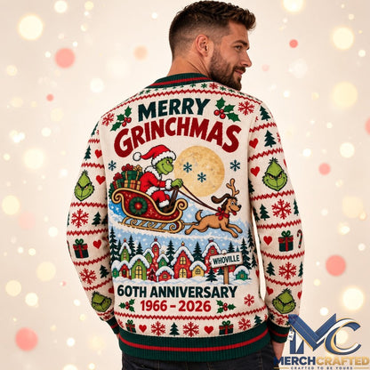 The Grinch 60th Anniversary Of Grinchmas 2026 Ugly Christmas Sweater  1966-2026 Holiday Knit Sweater