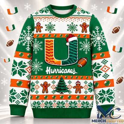 They Not Like Us Miami Hurricanes Ugly Christmas Sweater Green Knit
